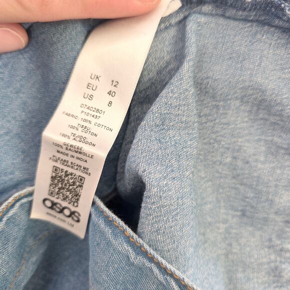 ASOS Maternity Blue Denim Button Down Smock Babydoll Mini Dress 8 MAMA Utility - Picture 6 of 9